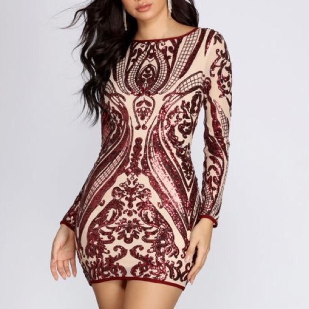 Burgundy Sequin Dress